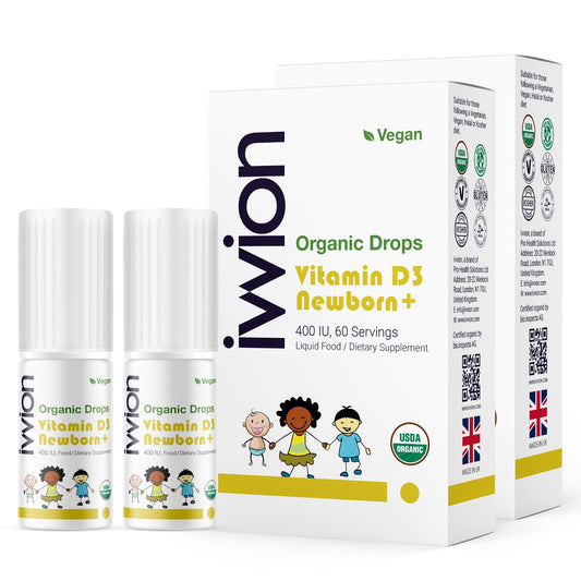 Organic Vegan Baby Vitamin D3 Drops 400 IU (10 µg) – 2 Pack , Infants & Toddlers