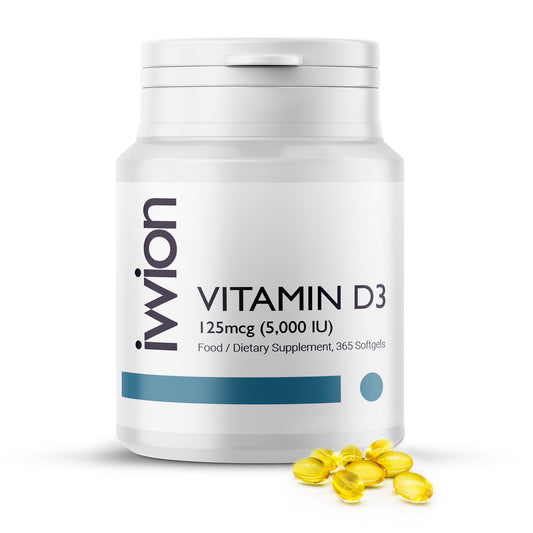 Vitamin D3 5000 IU (125 µg) – Preservative-Free Softgels, 1-Year Supply