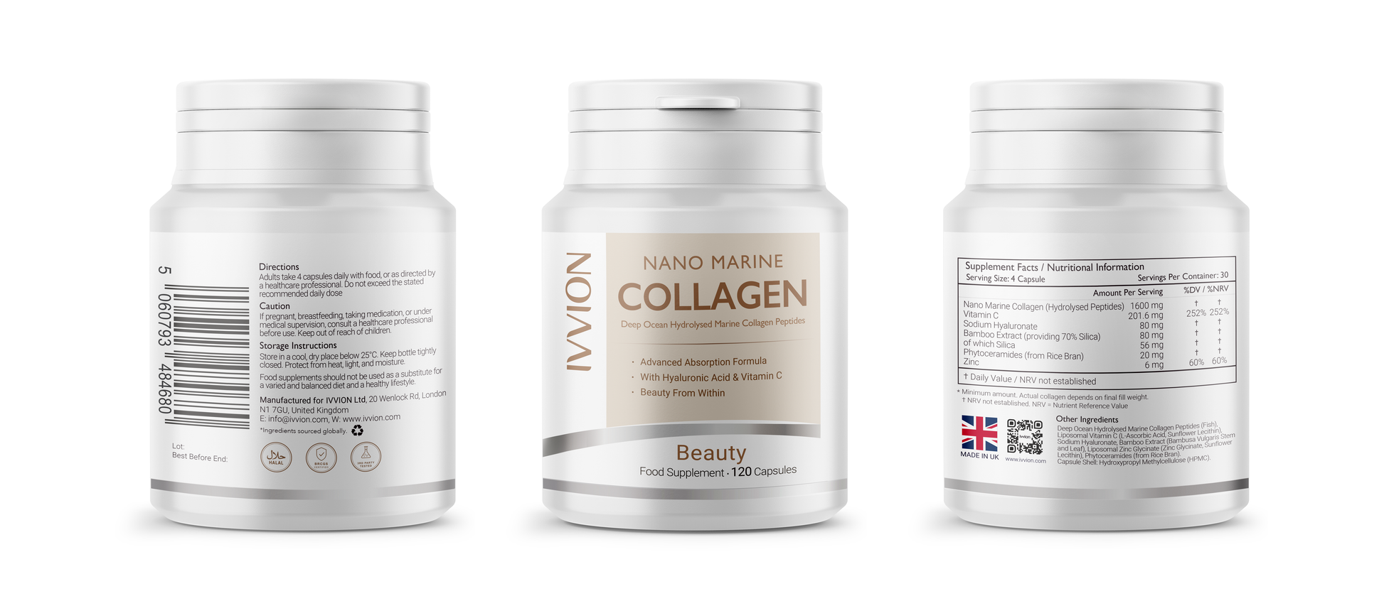 IVVION Nano Marine Collagen bottle render