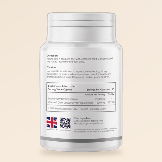 Liposomal Vitamin C directions, nutritional information and ingredients